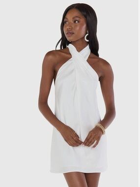 NWT Show Me Your Mumu Jasmine Mini Dress White Satin Halter Bridal XXL 14 16